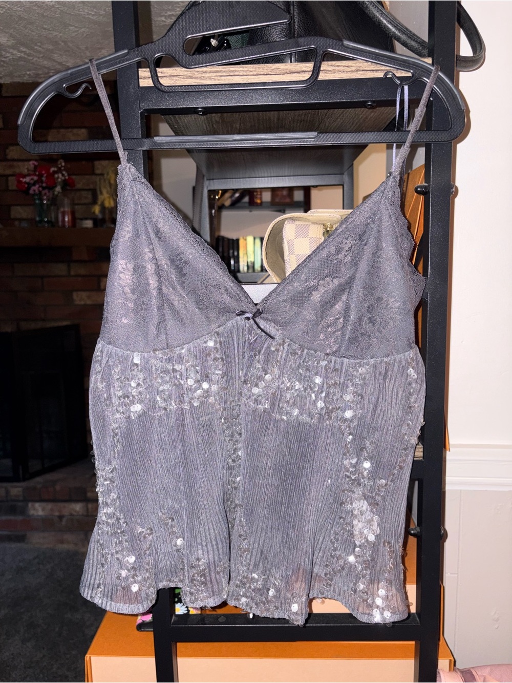 Windsor Gray Lace & Sequin Cami